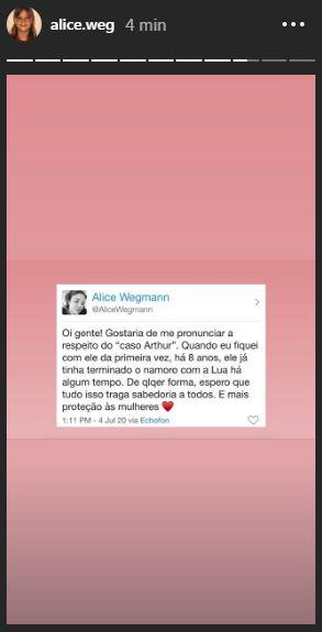 Alice Wegmann se pronuncia sobre traições de Arthur Aguiar