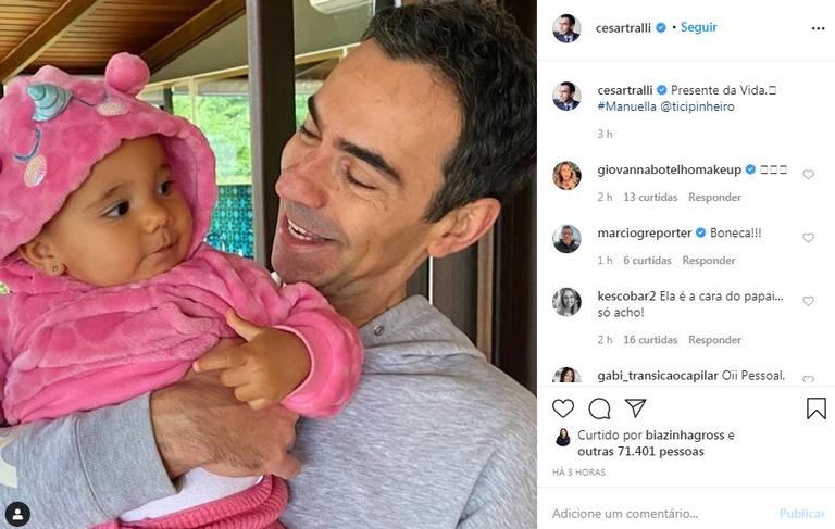 César Trali posa com a filha Manuella