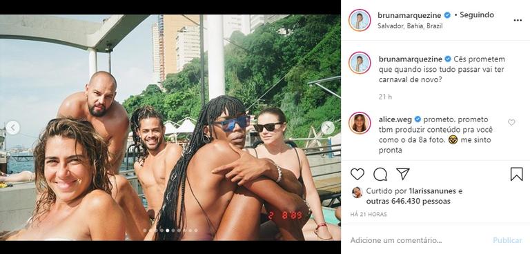 Bruna Marquezine lota as redes com lembranças do Carnaval