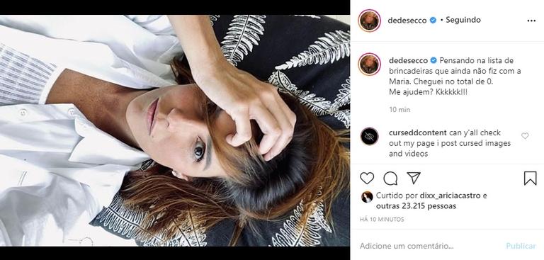 Deborah Secco pede sugestões de brincadeiras com a filha