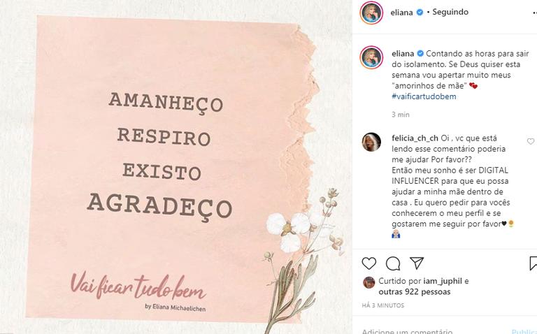 Eliana faz desabafo na web