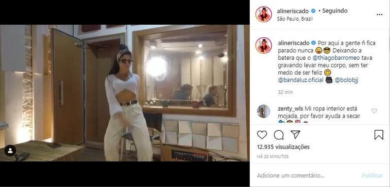 Aline Riscado recebe elogios ao surgir dançando na web