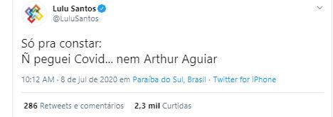 Lulu Santos fala sobre Arthur Aguiar