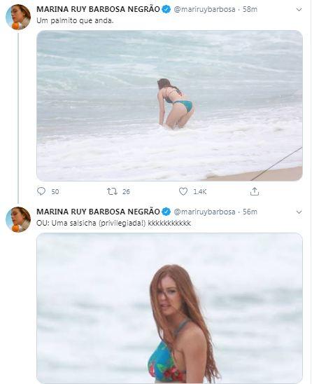 Marina Ruy Barbosa comenta cena de novela em que aparece de biquíni