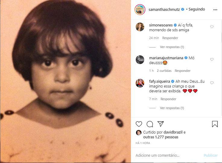 Samantha Schmutz relembra clique da infância