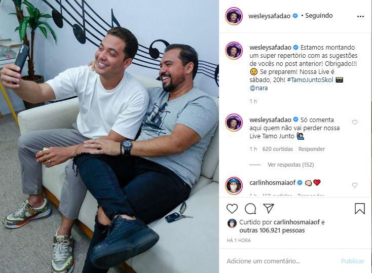 Wesley Safadão e Xandy Avião posam juntos dias antes de live