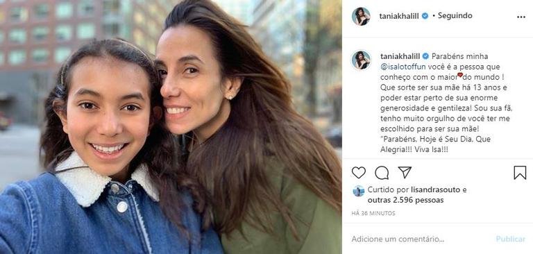 Tânia Khalill posa com a filha e celebra aniversário