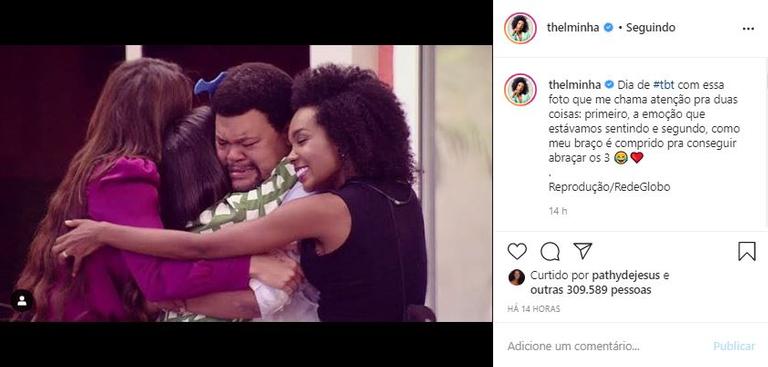 Thelminha relembra momento emocionante que viveu no BBB 