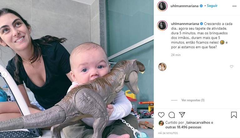 Mariana Uhlmann compartilha cliques com o filho caçula, Vicente