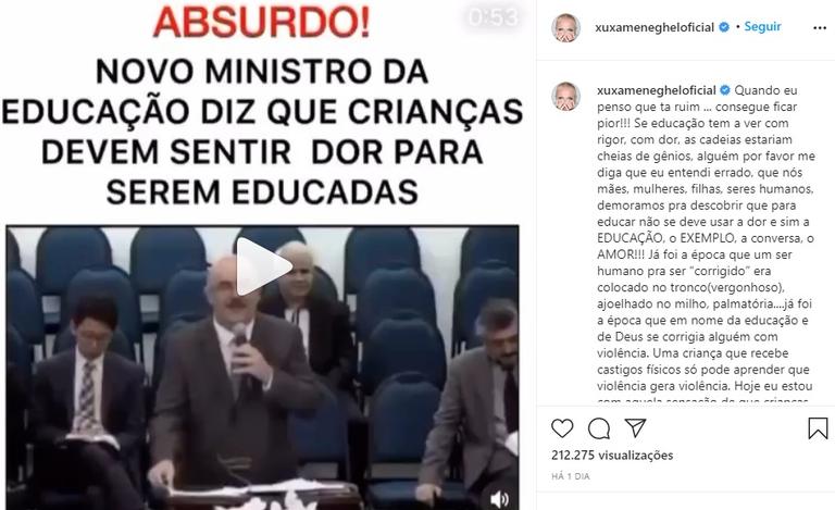 Xuxa Meneghel critica fala do novo Ministro da Educação