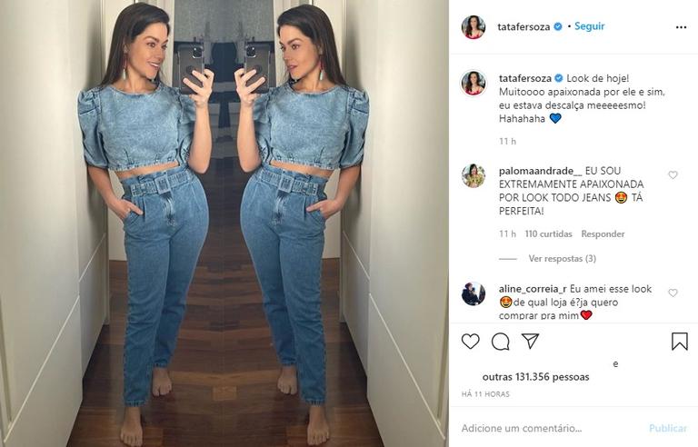 Thais Fersoza surge belíssima ao exibir look com barriga de fora: