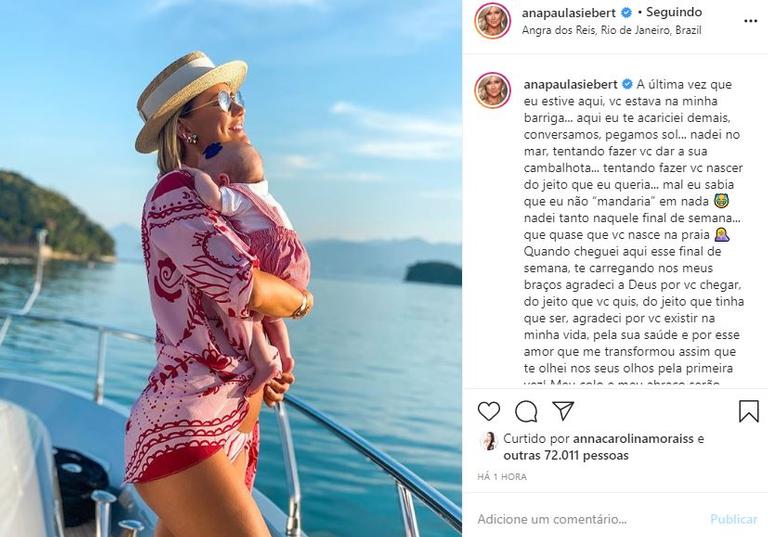 Ana Paula Siebert posa com a filha em Angra