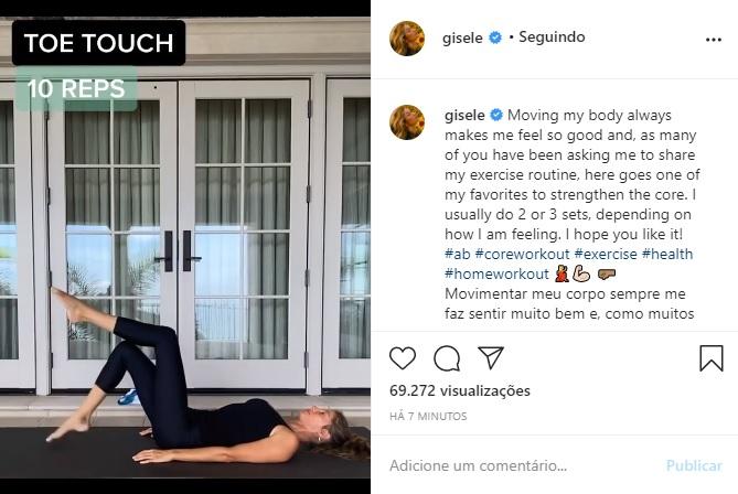 Gisele Bündchen mostra sua rotina diária de exercícios