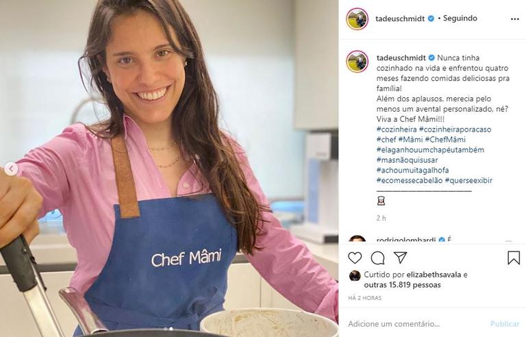 Tadeu Schmidt fala sobre os dotes culinários da esposa