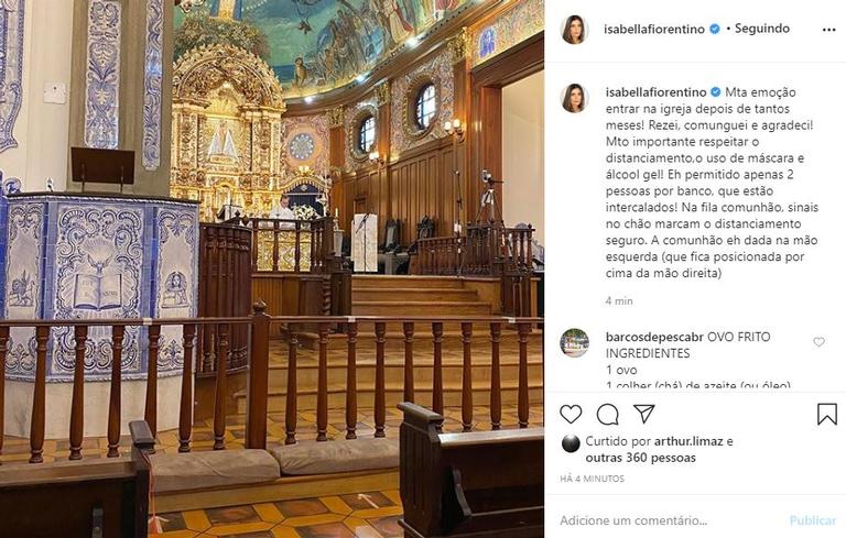 Isabella Fiorentino revela emoção ao ir para a igreja