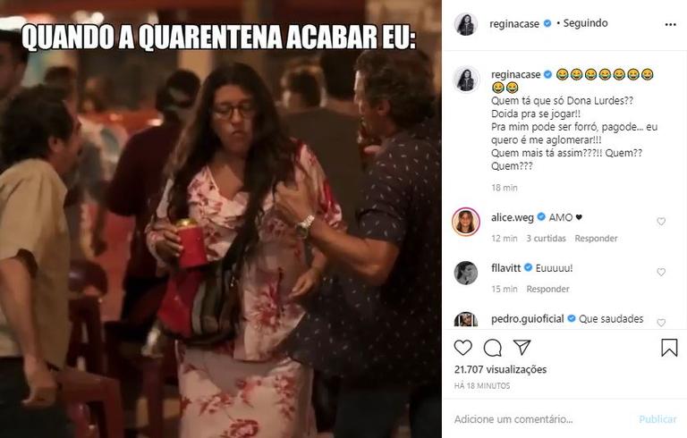 Regina Casé faz 'meme' com cena de 'Amor de Mãe'