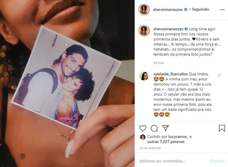 Sheron Menezzes relembra primeira foto com o marido, Saulo