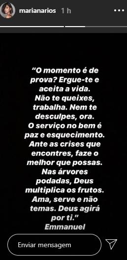 Mariana Rios compartilha mensagem motivacional