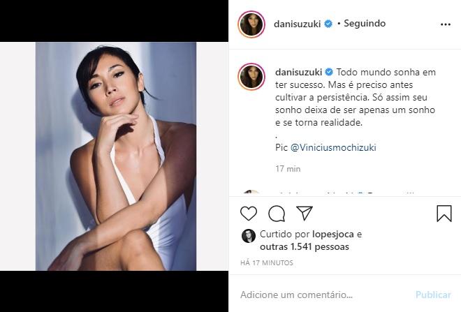 Dani Suzuki escreve legenda motivacional em post nas redes