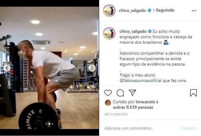 Chico Salgado faz textão sobre treinamento de Fábio Assunção