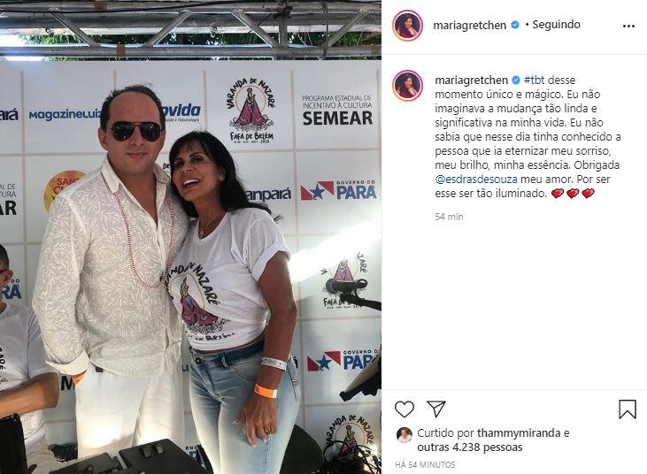 Gretchen relembrou o primeiro encontro que teve com seu noivo, Esdras de Souza 