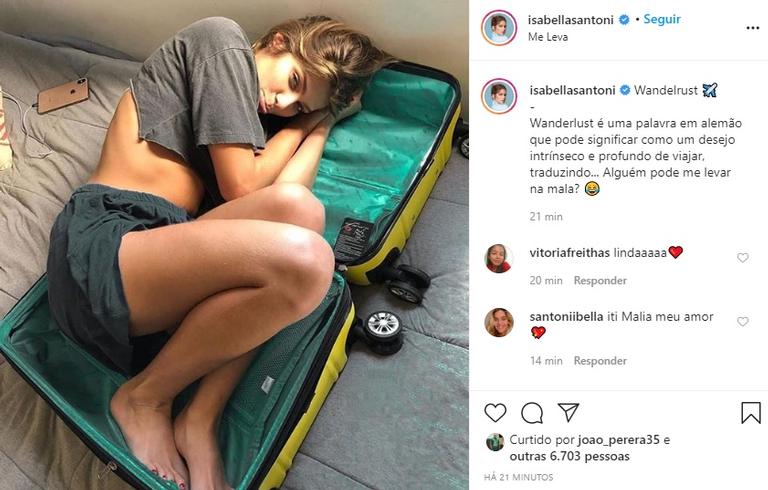 Isabella Santoni revela saudades de viajar