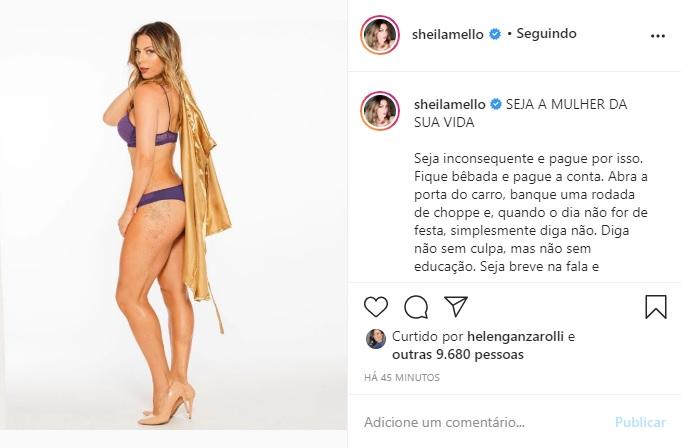 Sheila Mello posa de lingerie e fala sobre empoderamento