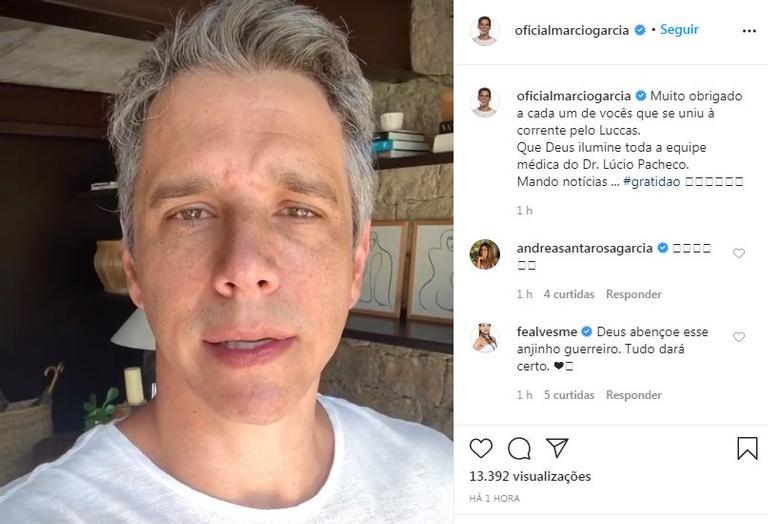 Marcio Garcia agradece carinho de fãs após pedir orações ao sobrinho