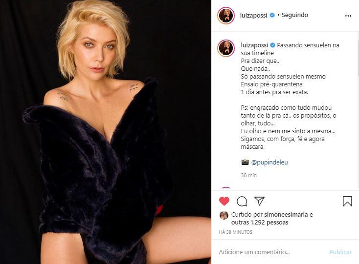 Luiza Possi relembra ensaio fotográfico pré-quarentena