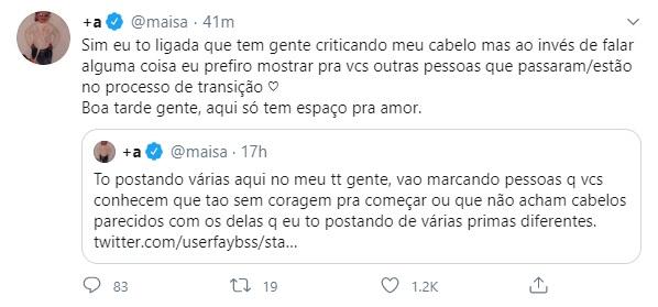 Nas redes sociais, Maisa fala sobre novo corte de cabelo