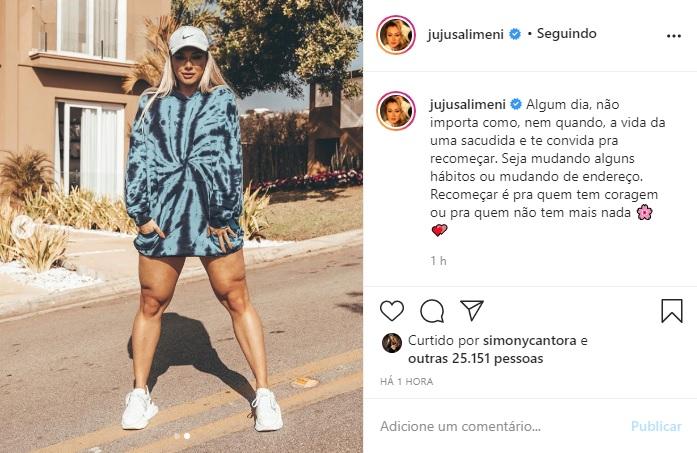 Juju Salimeni posa de moletom e fala sobre recomeços na web