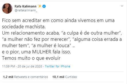 Rafa Kalimann reflete sobre culpa feminina