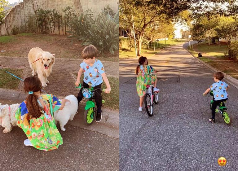 Simaria aproveita a tarde de sol para brincar com os filhos