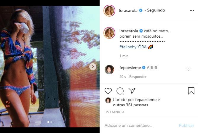 Carol Dieckmann arranca elogios com fotos de biquíni no mato