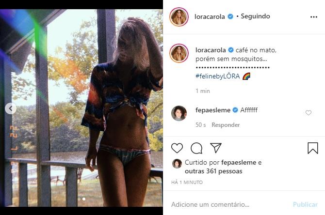 Carol Dieckmann arranca elogios com fotos de biquíni no mato