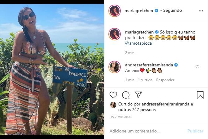 Gretchen arranca risadas em foto publicada nas redes sociais