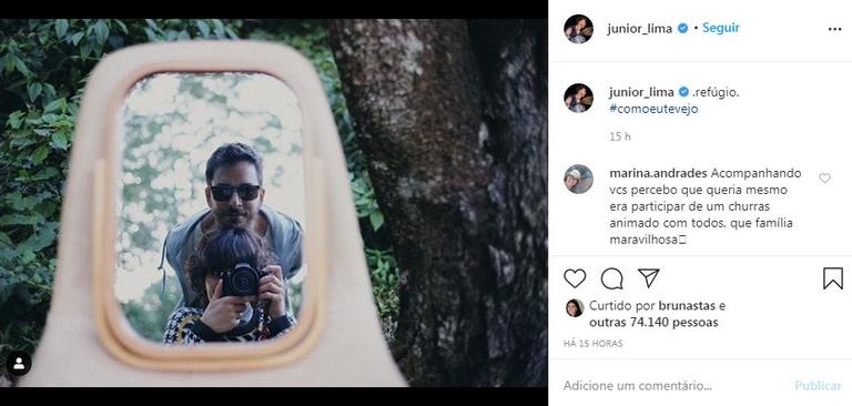 Junior Lima publica selfie com a esposa