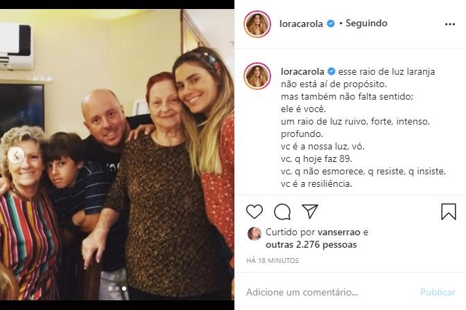 Carol Dieckmann emociona com declaração no aniversário da vó