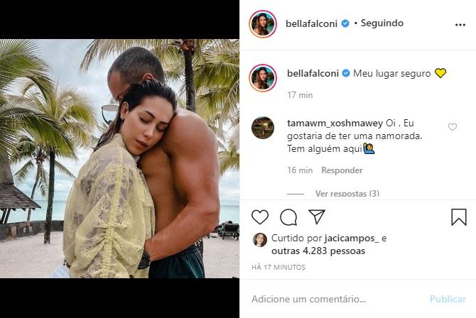 Bella Falconi se declara para Maguila nas redes sociais 