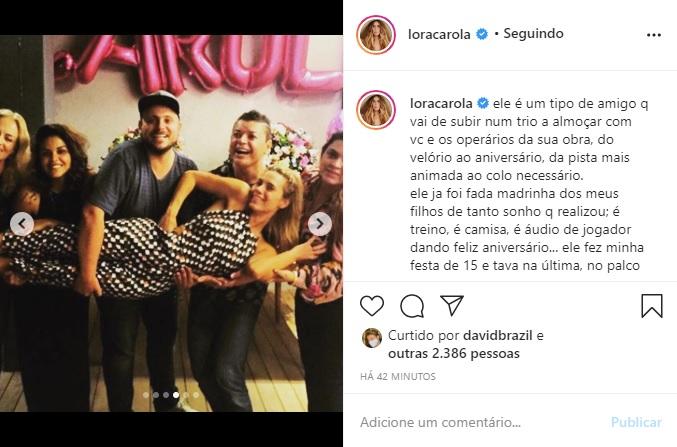 Carol Dieckmann homenageia David Brazil em seu aniversário