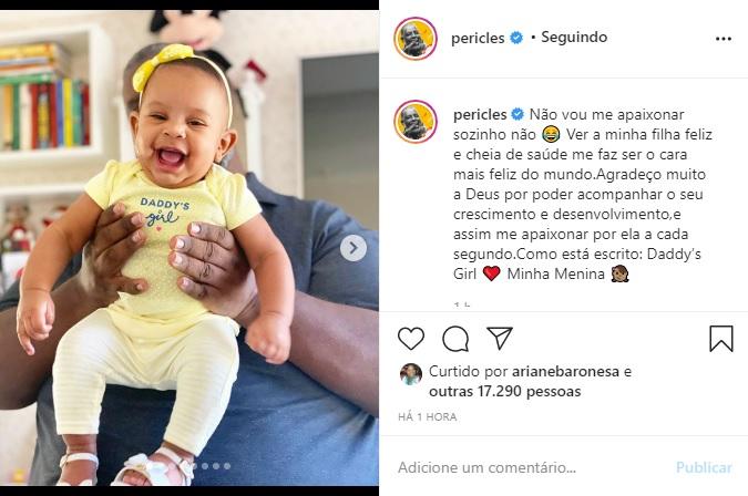 Péricles encanta as redes com sequência de fotos da filha