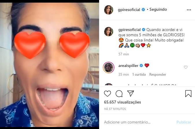 Glória Pires posta vídeo para agradecer 5M de seguidores