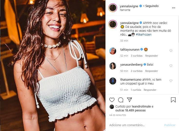 Yanna Lavigne revela saudades do verão ao relembrar clique antigo