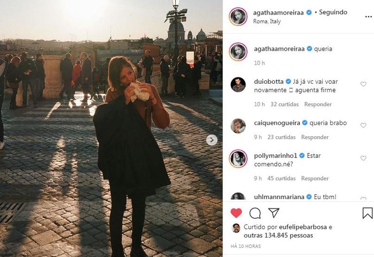 Agatha Moreira compartilha cliques de viagem à Itália