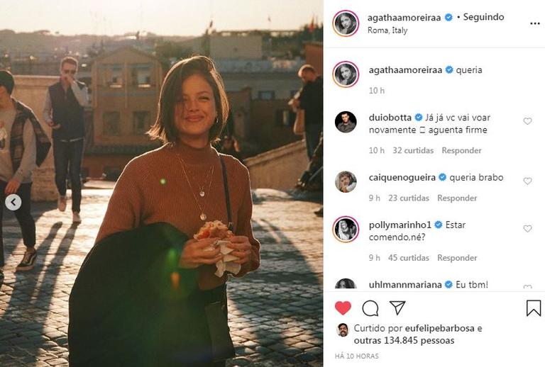 Agatha Moreira compartilha cliques de viagem à Itália