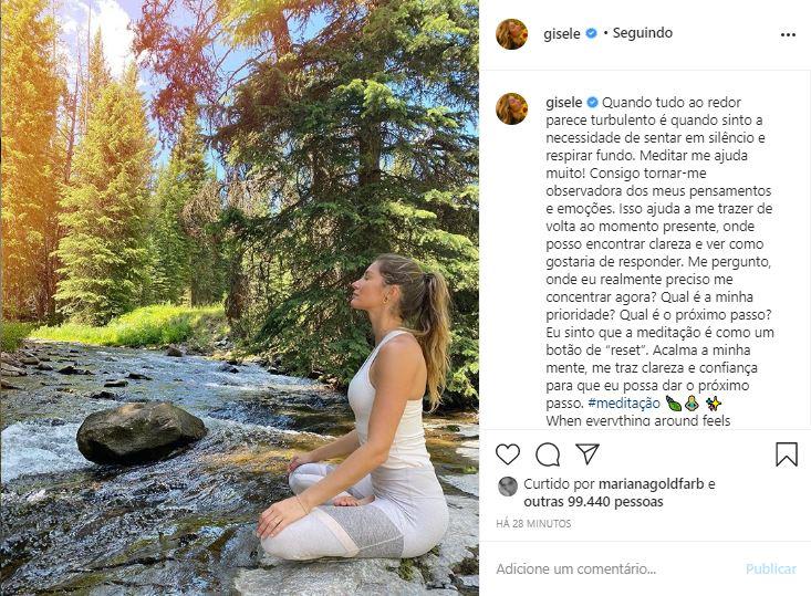 Gisele Bundchen comenta sobre os benefícios da meditação