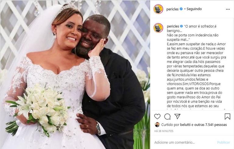 Péricles celebra 3 anos de casamento com Lidy Faria 