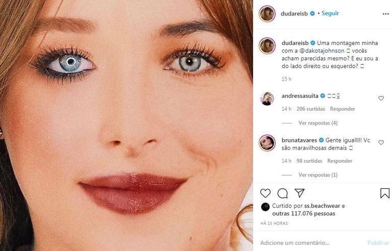 Duda Reis se compara com Dakota Johnson