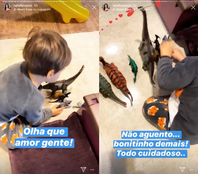 Thais Fersoza se derrete ao ver o filho, Teodoro, brincando