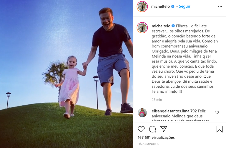 Michel Télo comemora aniversário de Melinda